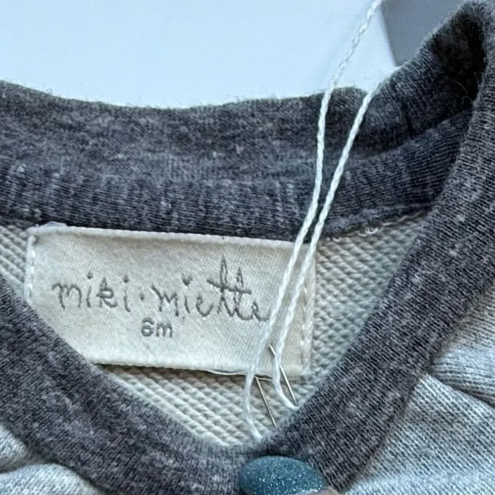 NWT Miki Miette two-piece grey summer loungewear outfit for baby. Size 6 months